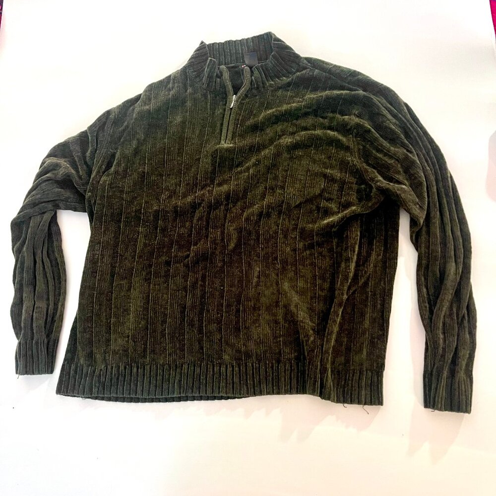 Knightsbridge XL half zip v neck dark green sweater for men pre owned
